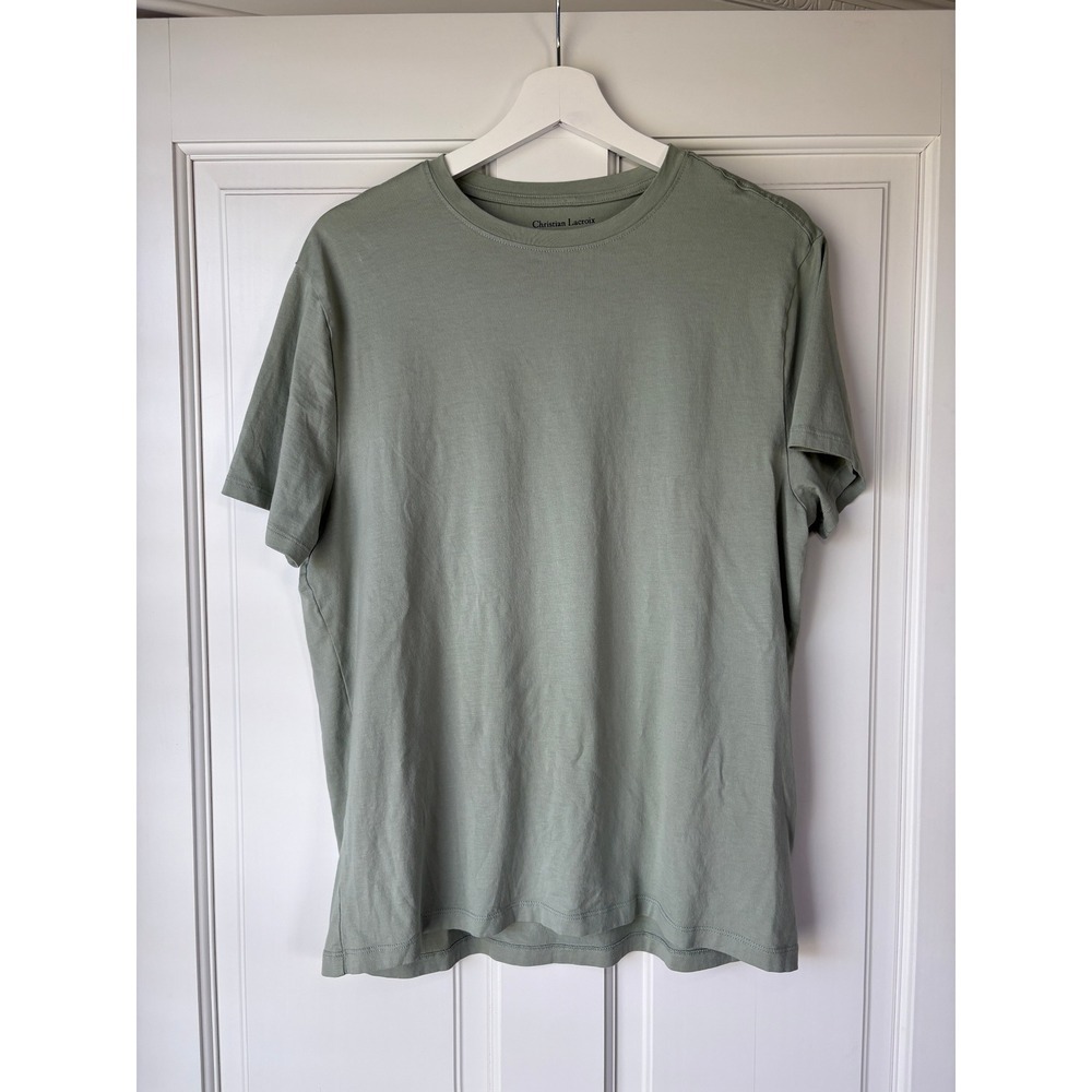 Christian Lacroix T-Shirt Large Sage Green 100% Pima Cotton Crew Neck Tee